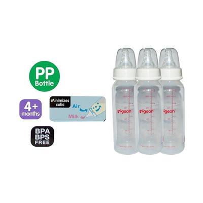 Pigeon Peristaltic Nursing Bottle Rpp Nipple Combo (M) (Pack of 3) - White 240 ml - Feeding & Nursing