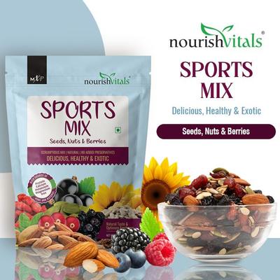 NourishVitals Sports Seeds Nuts & Berries Mix 200 gm - Nutritional Bars