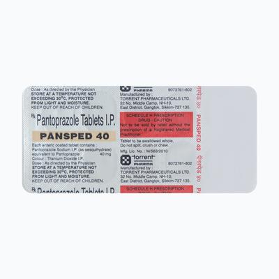 Pansped 40mg Tablet 10'S - Ulcer/Reflux/Flatulence-Aaa