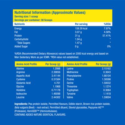 Fast&Up Vegan Plant Protein Powder - Strawberry Splash Flavour 1320 gm - Whey Proteins