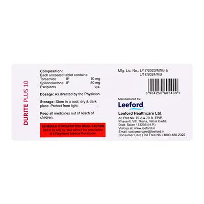 DURITE PLUS 10 Tablet 10's - Hypertension-Diu