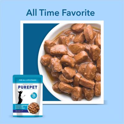 Purepet Wet Dog Food, Chicken and Vegetable Chunks in Gravy, 24 Pouches (24 x 70g) 1600 gm - Petfood