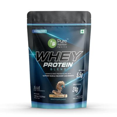 Pure Nutrition Whey Blend Protein Powder - Cafe Mocha Flavour 1 kg - Whey Proteins