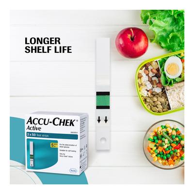 Accu-Chek Active Test Strip 100's + Free Accu-Chek Softclix Lancets 25's - Blood Glucose Monitors/Strips