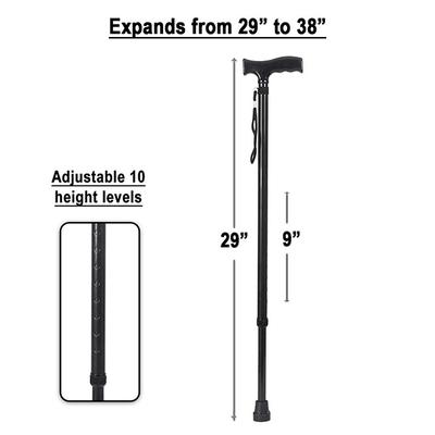 MCP Jindal Height Adjustable Walking Stick - Black - Wheelchairs & Walking Sticks