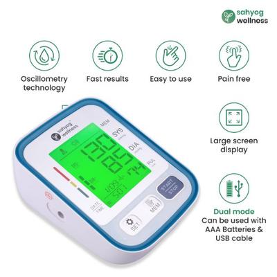 Sahyog Wellness Fully Automatic Upper Arm Digital Blood Pressure Monitor with 3 Color Display (XXL Cuff) - Blood Pressure Monitors