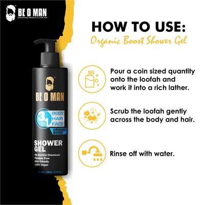 Be O Man 3 in 1 Shower Gel - Organic Boost 200 ml - Shower Gels & Body Wash