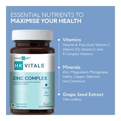 HealthKart HK Vitals Zinc Complex Tablet 60's - Calcium And Minerals