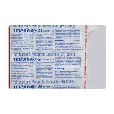 Tetan Beta 25mg Tablet 10'S - Hypertension-Ang