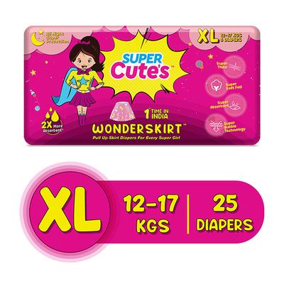Super Cute's WonderSkirt Pull-up Skirt Diaper - (XL) (12 - 17 kg) (Pack of 5 x 5's) - Diapers & Wipes