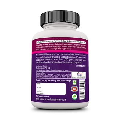 Zenith Nutrition Silymarin Milk Thistle 400 mg Capsule 60's - Herbal Dietary Supplement