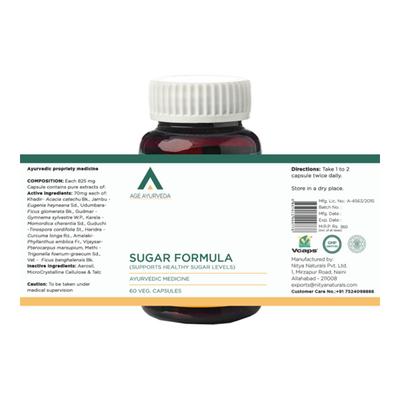 Age Ayurveda Sugar Formula Veg. Capsule (Pack of 2 x 60's) - Diabetes Care (Ayush)