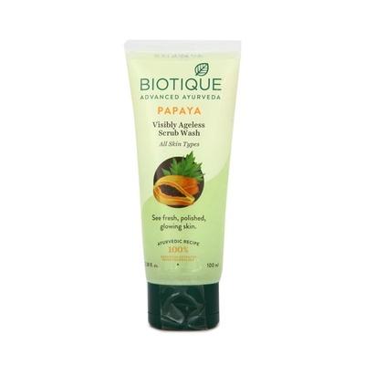 Biotique Bio Papaya Visibly Ageless Scrub Wash for All Skin Types 100ml - Scrubs & Exfoliants