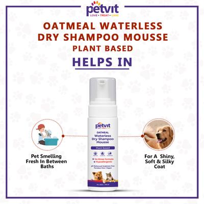 Petvit Oatmeal Waterless Dry Shampoo- -For All Breeds Dogs & Cats 200 ml - Pet Grooming