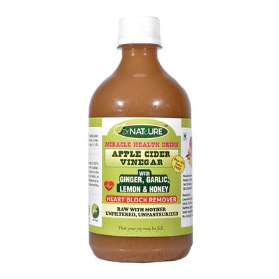 DrNATcURE Apple Cider Vinegar for Heart Care - Ginger Garlic Lemon & Honey Flavour 500 ml - Apple Cider Vinegars