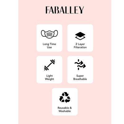 Faballey Blush 2 Ply Pleated Reusable Mask Set (2 Pcs) - Face Mask