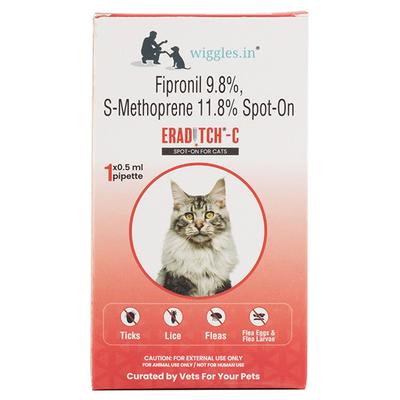Wiggles Eraditch Spot On for Cats Fleas Ticks Remover Treatment Drops 0.5 ml - Pet Grooming