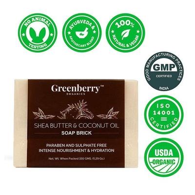 Greenberry Organics Soap Brick - Shea Butter & Coconut Oil 150 gm - Soaps