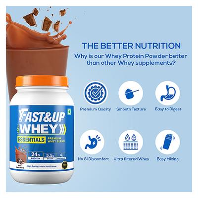 Fast&Up Whey Essentials Powder - Rich Chocolate Flavour 2.10 lb - Whey Proteins