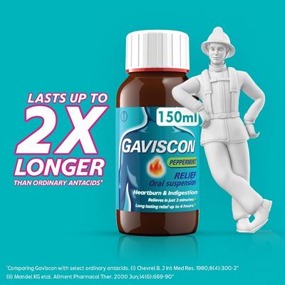 Gaviscon Liquid - Peppermint Flavor 150 ml - Indigestion/Constipation