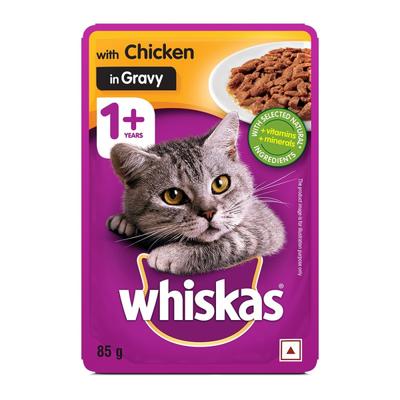 Whiskas Adult Chicken in Gravy (Pack of 85gm x 96) 8160 gm - Petfood