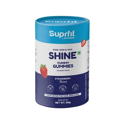 Suprfit Shine Hair, Skin & Nail Yummy Gummies - Strawberry 120 gm - Hair & Skin