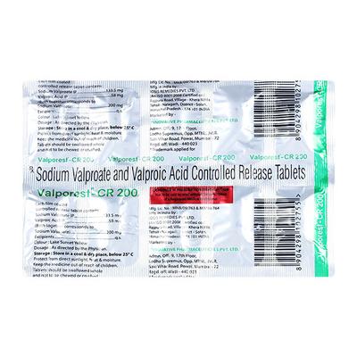VALPOREST CR 200 Tablet 10's - Epilepsy/Convulsion-Ant