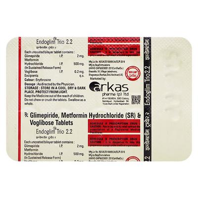 ENDOGLIM TRIO 2.2mg Tablet 10's - Diabetes-Ant