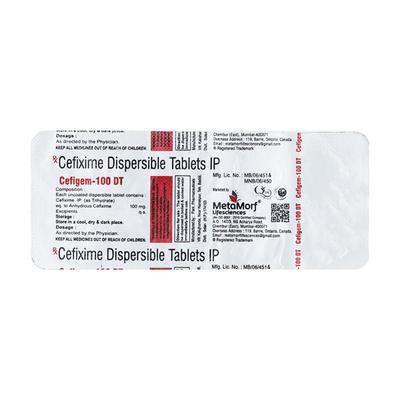 CEFIGEM 100 DT Tablet 10's - Bacterial Infections-Cep
