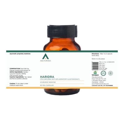 Age Ayurveda Haridra Veg. Capsule (Pack of 4 x 60's) - Speciality Medicines