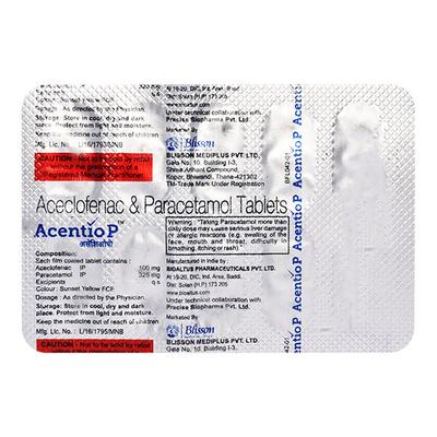 ACENTIO P 325mg Tablet 10's - Fever-Ana