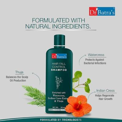 Dr Batra's Hair Fall Control Shampoo 200 ml + Hair Fall Control Serum 125 ml + Hair Oil 200 ml - Hair Treatment
