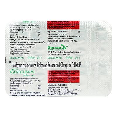 GENEGLIM M 1 Tablet 10's - Diabetes-Ant
