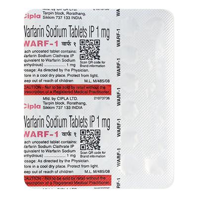 Warf 1mg Tablet 10'S - Blood Clot-Ant