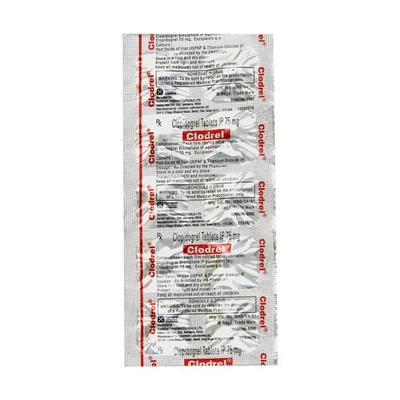 Clodrel 75mg Tablet 10'S - Blood Clot-Ant