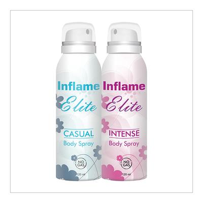 Inflame Elite No Gas Body Spray - Casual + Intense (Pack of 2 X 200 ml) - Men Deodorants/Roll-Ons