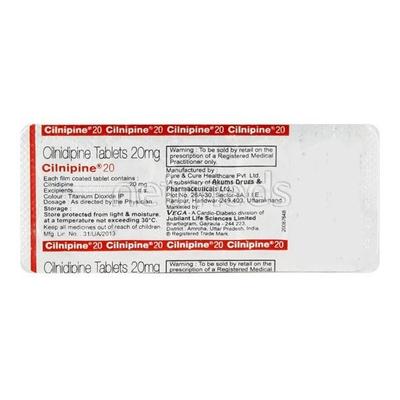 Cilnipine 20mg Tablet 10'S - Hypertension-Cal