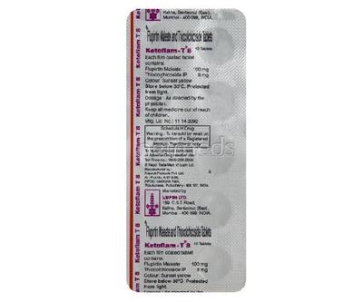Ketoflam T 8mg Tablet 10'S - Muscle Cramps/Spasticity-Mus