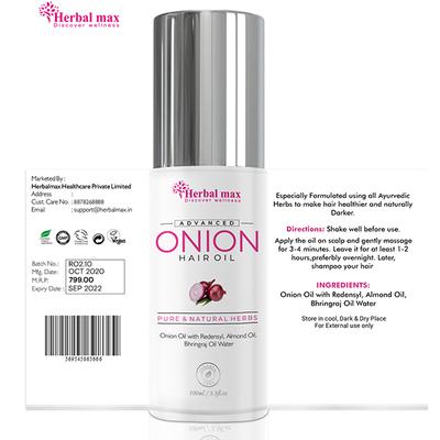 Herbal Max Advanced Pure & Natural Onion Hair Oil 100 ml - Hair Oils