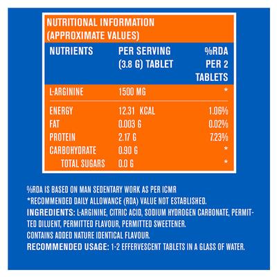 Fast&Up L-Arginine 1500 mg Effervescent Tablet - Tangy Orange Flavour 20's - Amino Acids