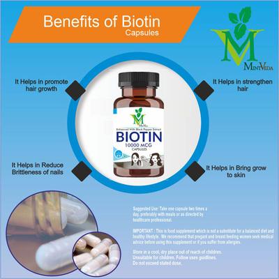 Mint Veda Biotin 10000 mcg Veg Capsule 90's - Hair & Skin