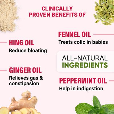 Baby Organo Ayurvedic Hing Fennel Oil Effective Relief from Colin & Indigestion Hing Roll On 40 ml - Pain Relief Oil