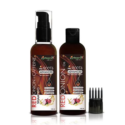 Vringra Pro Roots Advanced Red Onion Hair Oil 100 ml + Onion Caffeine Hair Shampoo 100 ml - Shampoos
