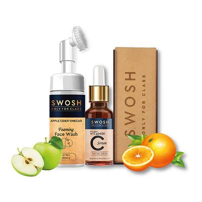 Swosh Combo (Foaming Face Wash - Apple Cider Vinegar 100 ml + Natural Vitamin C Face Serum 30 ml) - Personal Care (Ayush)