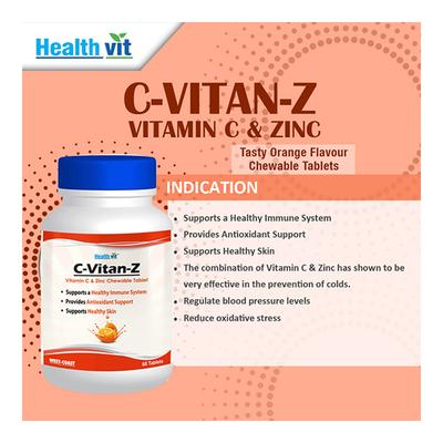 HealthVit C-Vitan-Z Vitamin C and Zinc Tablets 60's - Multi-Vitamins