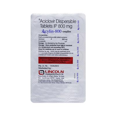Acylin 800mg Tablet 10'S - Viral infections-Ant