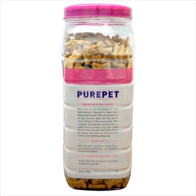 Purepet Mutton Flavour, Real Chicken Biscuit,Dog Treats- Jar 455 gm - Petfood