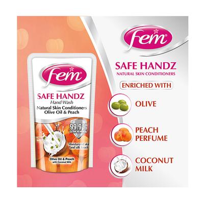 Fem Soft Handz Handwash - Olive Oil & Peach 185 ml - Hand Wash & Soaps