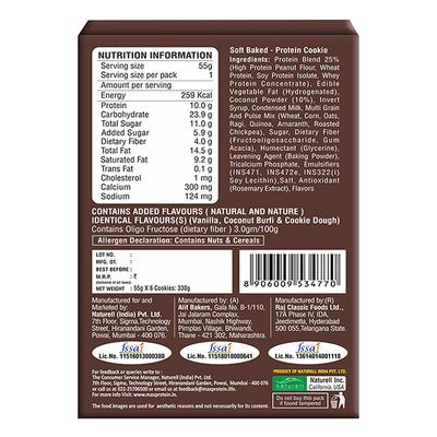 RiteBite Max Protein 7 Grain Breakfast Cookie - Coconut Delite (Pack of 6 x 55 gm) - Nutritional Bars