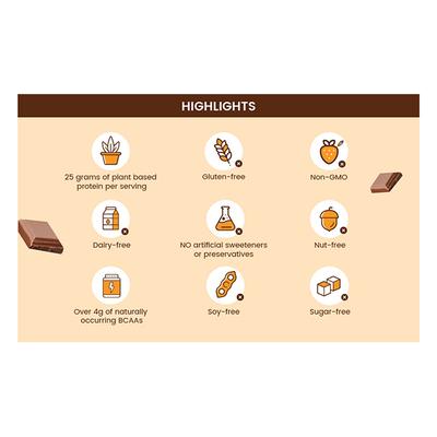 Origin Nutrition Vegan Protein Powder - Chocolate Flavour 750 gm - Whey Proteins